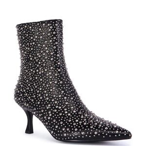 AZALEA WANG Black Embellished Studded Ankle Boots